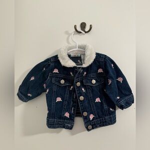 Baby Jean jacket with embroidered flowers